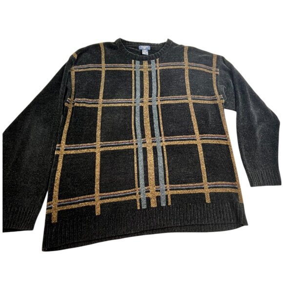 Dockers Other - Vintage Dockers Sweater Mens XL Black Plaid Crewneck Knit Retro Pullover Warm